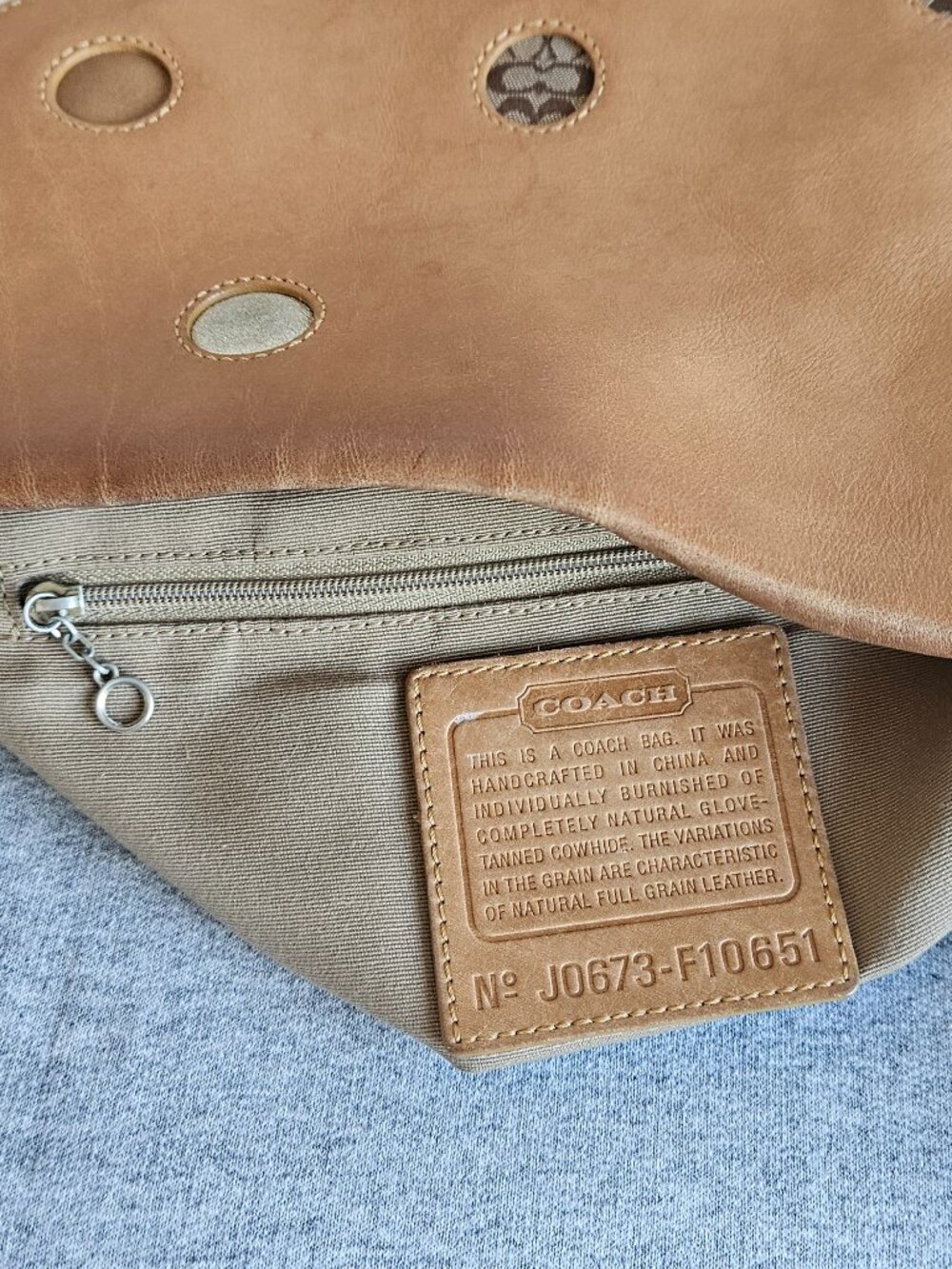 Coach Tan Brown Applique Soho Shoulder Bag Silver Hardware F10651 Polka Dot Y2K - Picture 13 of 15